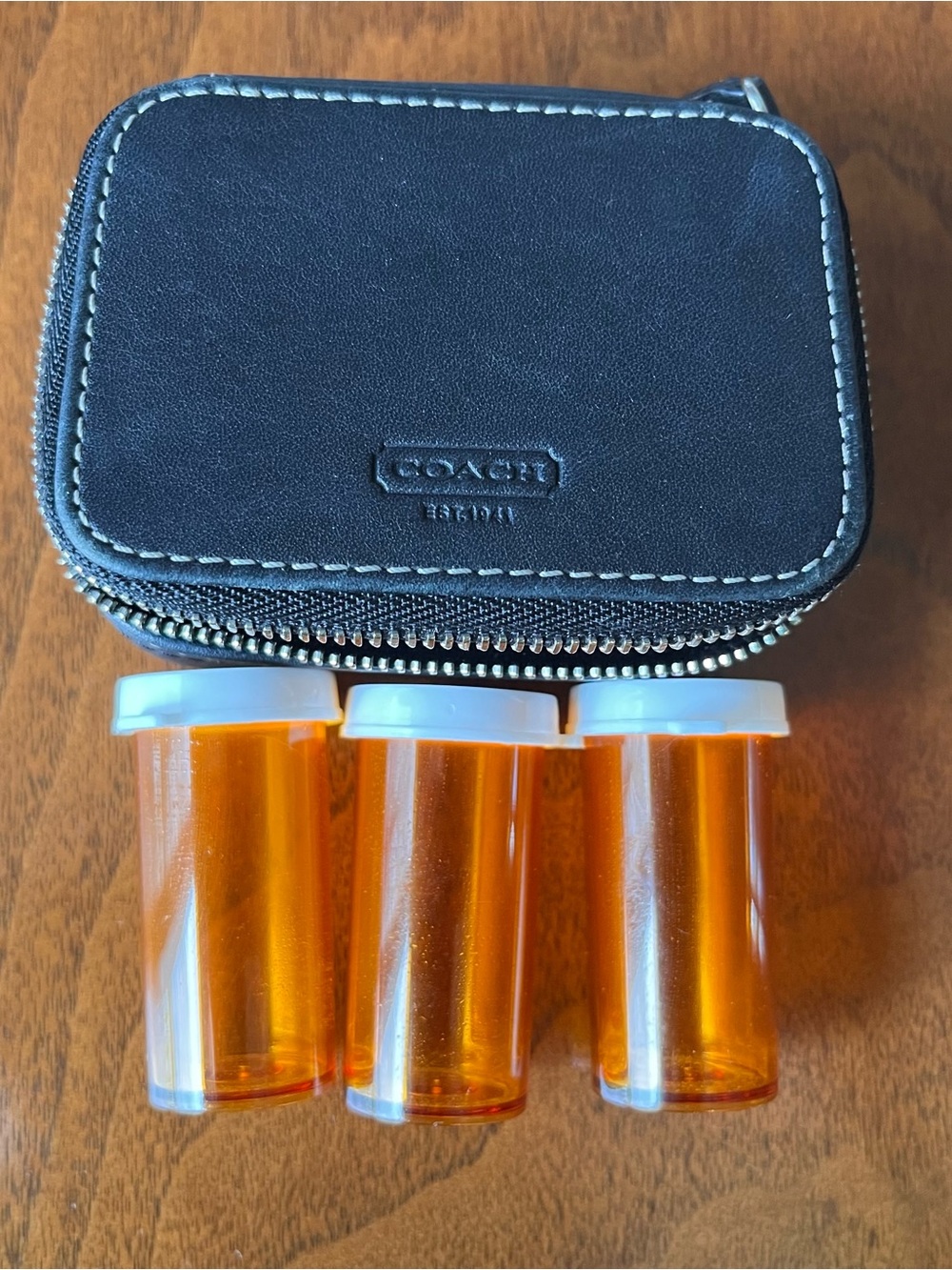 Coach Black Leather Pouch! Perfect for pills, chap stick/ sanitizer! Gift! - Picture 7 of 7